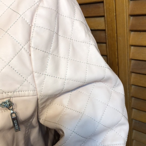 Light Pink Faux Leather Guess Jacket - Picture 3 of 9